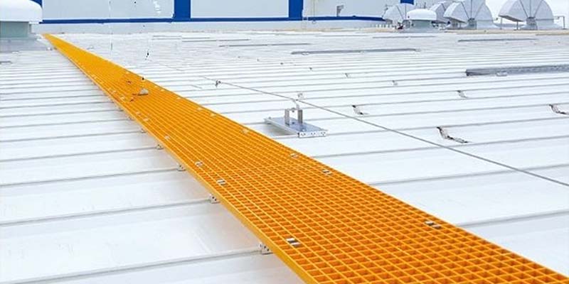 Fiberglass safety grating for solar farm pathways